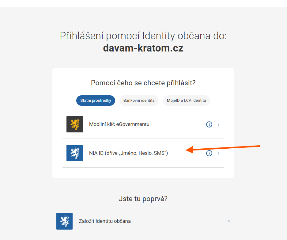 Přihlášení přes NIA ID